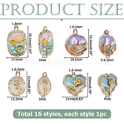 16Pcs 16 Styles Alloy Enamel Pendants&nbsp;ENAM-HS0001-11