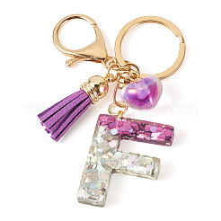 Alloy Resin Heart Keychains&nbsp;KEYC-TADJ0002-01G-F