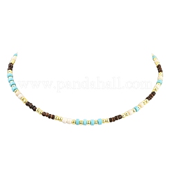 Synthetic Turquoise & Coconut Heishi Beaded Necklaces for Women&nbsp;NJEW-JN05460-02