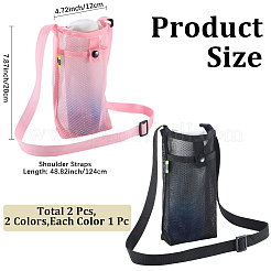 2Pcs 2 Colors Polyester Plastic Water Bottle Mesh Pouches&nbsp;AJEW-CN0004-37C