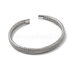 Braided 304 Stainless Steel Cuff Bangles for Women&nbsp;BJEW-A067-08P