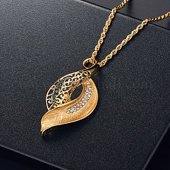 Leaf Alloy Rhinestone Pendant Necklaces & Stud Earrings Sets&nbsp;FS-WG55378-01