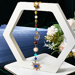 2Pcs Glass & Shell Pendant Decorations&nbsp;HJEW-SC0002-68