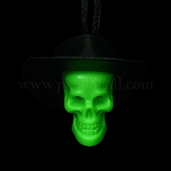 Halloween Skull Plastic Pendant Necklaces&nbsp;NJEW-S006-01D