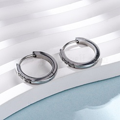 304 Stainless Steel Clear Cubic Zirconia Hoop Earrings&nbsp;EJEW-D331-18C-P