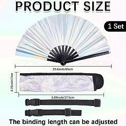 Laser PVC Plastic & Oxford Cloth Fan with Fan Bags&nbsp;AJEW-WH20022-90