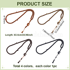 4Pcs 4 Colors Acrylic Rondelle Rosary Bead Necklaces&nbsp;NJEW-PH0001-57