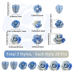 60Pcs 3 Colors Synthetic Coral Carved Beads&nbsp;CORA-SC0001-10
