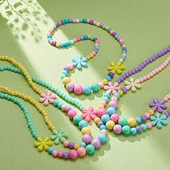 Flower Opaque Acrylic Stretch Kid Necklaces&nbsp;NJEW-JN03973