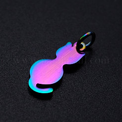 Ion Plating(IP) 201 Stainless Steel Kitten Pendants&nbsp;STAS-S105-JN160