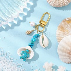 4Pcs 4 Styles Synthetic Turquoise Chip Bead and Shell Pendant Decorations&nbsp;HJEW-JM02915