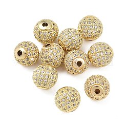 Round Brass Micro Pave Cubic Zirconia Beads&nbsp;ZIRC-N016-01G-10mm