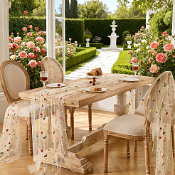 6 Yards Polyester Flower Mesh Embroidery Fabric&nbsp;DIY-NB0015-62