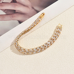 Vintage Brass Pave Full Clear Cubic Zirconia Tennis Bracelets for Women&nbsp;LY6413-2
