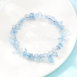 Grade A Natural Aquamarine Beaded Stretch Bracelets for Women&nbsp;BJEW-Z175-01A
