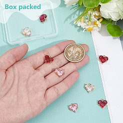 8Pcs 4 Colors Brass Pave Cubic Zirconia Heart Charms&nbsp;ZIRC-BC0001-30