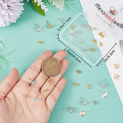 20Pcs 2 Colors Brass Stud Earring Findings&nbsp;KK-BBC0027-59