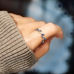 Wave Shaped 925 Sterling Silver Micro Pave Cubic Zirconia Finger Rings&nbsp;FS-WGA19D0-02