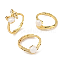 Adjustable Brass Micro Pave Cubic Zirconia Cuff Open Rings&nbsp;RJEW-JR01088-01