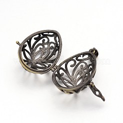 Teardrop Brass Hollow Cage Pendants&nbsp;KK-L083-09AB-RS