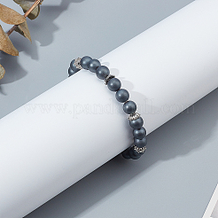 4 Strands Frosted Non-magnetic Synthetic Hematite Round Beads Strands&nbsp;G-OC0001-98