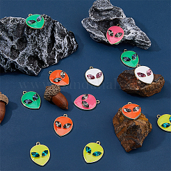 20Pcs 5 Colors Alloy Enamel Pendants&nbsp;ENAM-FH0001-61