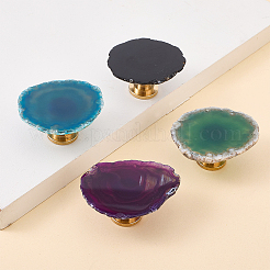 4Pcs 4 Colors Brass & Natural Agate Drawer Knobs&nbsp;AJEW-DR0001-63