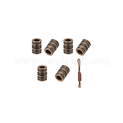 6Pcs Antique Style Groove Column Shape Brass Beads&nbsp;FIND-NB0005-34C