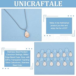 50Pcs 304 Stainless Steel Pendant Cabochon Settings&nbsp;STAS-UN0042-64