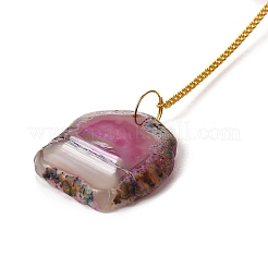 Natural Rose Quartz Chips & Agate Slice Suncatcher&nbsp;AJEW-C048-01A