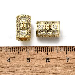 Brass Micro Pave Clear Cubic Zirconia European Beads&nbsp;ZIRC-I070-075G