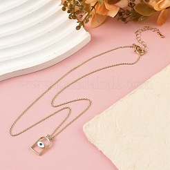 Arch with Evil Eye Brass Enamel Pendant Necklaces&nbsp;LS-NJEW-H051-02G