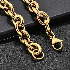 304 Stainless Steel Cable Chain Bracelets for Women&nbsp;BJEW-Q050-01C-G