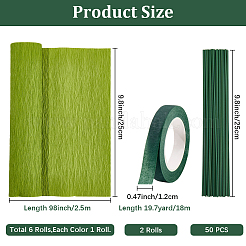 6 Rolls 6 Colors Handmade Crepe Paper&nbsp;DIY-CP0012-89B