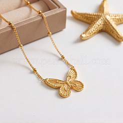 304 Stainless Steel Butterfly Pendant Necklaces for Women&nbsp;WG3CA99-01