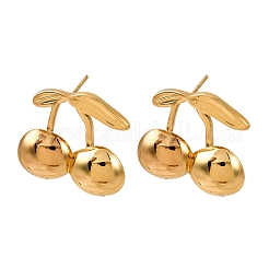 304 Stainless Steel Cherry Stud Earrings&nbsp;EJEW-L304-02G