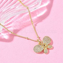 Brass Micro Pave Clear Cubic Zirconia Pendant Necklaces&nbsp;NJEW-D306-01G-A
