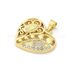 Brass Micro Pave Cubic Zirconia Pendants&nbsp;KK-S511-26B-G