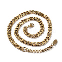 Ion Plating(IP) 304 Stainless Steel Diamond Cut Cuban Link Chain Necklace&nbsp;NJEW-D045-09G