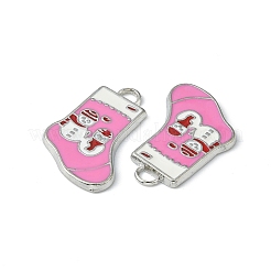Hot Pink Enamel Alloy Pendants&nbsp;X-ENAM-P030-1