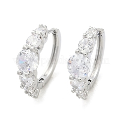 Brass Clear Cubic Zirconia Hoop Earrings&nbsp;EJEW-Q016-14P
