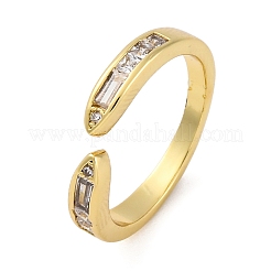 Brass Micro Pave Cubic Zirconia Open Cuff Rings for Women&nbsp;LS-RJEW-G341-03G-02