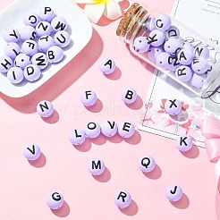 1 Set 26Pcs Purple Round with Letter Silicone Beads&nbsp;ST-CJ0041-012