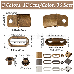 36 Bags 3 Colors Iron Baseball Hat Cap Buckle Strap Clasp Clip Kits&nbsp;IFIN-CY0001-03