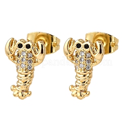 Brass Micro Pave Clear Cubic Zirconia Earrings&nbsp;LS-EJEW-D328-03G-04