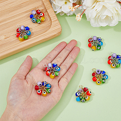 8Pcs 2 Style 7 Chakra Handmade Evil Eye Lampwork Pendants&nbsp;FIND-FH0007-74