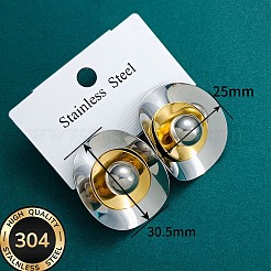 Two Tone 304 Stainless Steel Stud Earrings for Women&nbsp;WG155B5-01