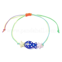 Handmade Lampwork Beaded Braided Bead Bracelets for Women&nbsp;BJEW-JB12511