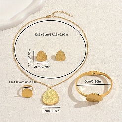 Korean Style Stainless Steel Teardrop Bangle & Earrings & Necklaces & Rings Sets for Women&nbsp;PA5518