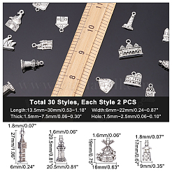 60pcs 30 Style Zinc Alloy Pendants Set&nbsp;PALLOY-PH0002-06